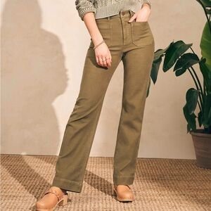 Faherty Stretch Terry Patch Pocket Ankle Pant - Military Olive